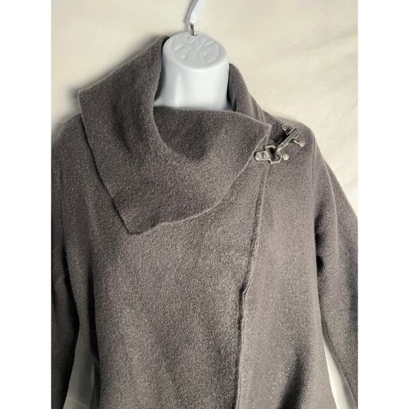 Garnet Hill Wool Blend Asymmetrical Wrap Coat Gray Size 06 Elegant Warm - Picture 1 of 8